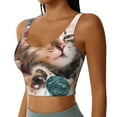 thumbnail image 2 of Vsdgher Playful Cat Print Women Sleeveless Athletic Tank Top Built-in Bra Camisole Sports Vest for Yoga Running Fitness Exercise with Removable Pads, 2 of 8