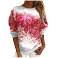 thumbnail image 2 of jsaierl Christmas Sweatshirts for Women Round Neck Long Sleeve Shirts Snowflake Print Tops Workout Casual Fall Blouse Tee Pullover Christmas Gifts for Teen Girls, 2 of 6