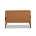 thumbnail image 4 of Sorrento Mid-Century Modern Tan Faux Leather Upholstered and Walnut Brown Finished Wood Loveseat, 4 of 5
