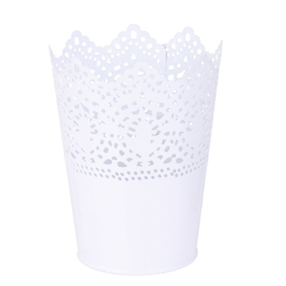 Xingzhi Lace Metal Planter Flower Plant Pot Desk Storage Home Gardening Decor White