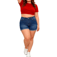 thumbnail image 5 of QERINTE Plus Size Blue Shorts for Women Stretchy High Waisted Denim Embroidery 14 to 22, 5 of 6