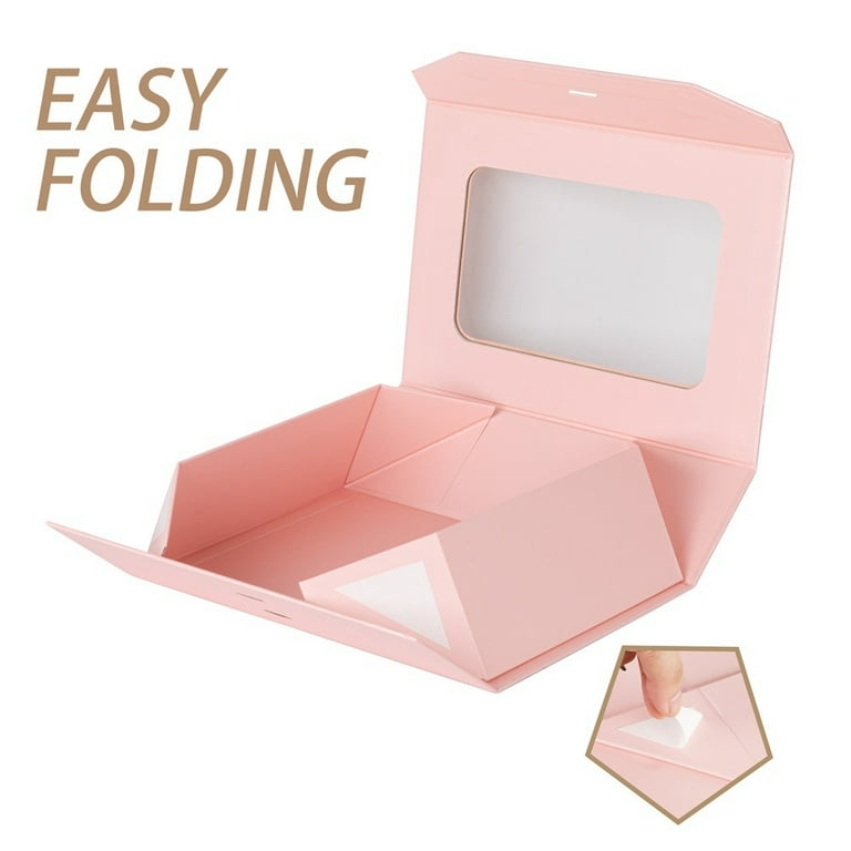 GooooodGift Pink Gift Box, 10.8x7.5x3.5 Inches, Sturdy Cardboard