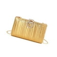 thumbnail image 4 of Contemporaryc Metallic Shimmering Pleated Handbag For Women Secure Rhinestones Closure Evening Event Accessory, 4 of 9