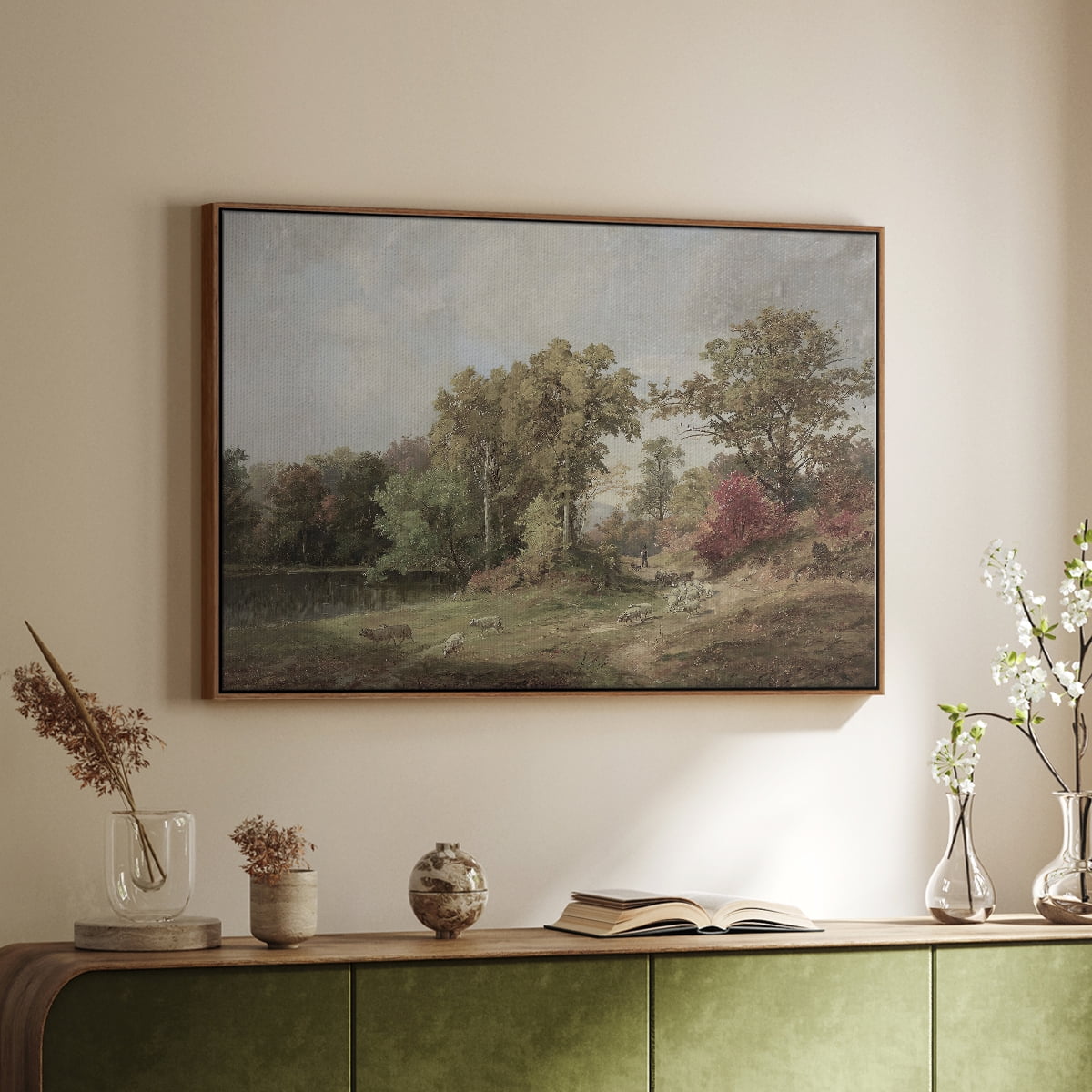 Vintage Landscape-CCCXXIII By Wexford Home Framed in Walnut Wood Gallery Wrapped Canvas 17 in. x 25 in.