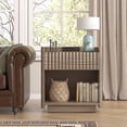 thumbnail image 2 of Winkalon Fluted Nightstands for Bedroom, Farmhouse Bedside Tables with Drawer & Open Shelf, Wood End Table for Living Room,Walnut, 2 of 9