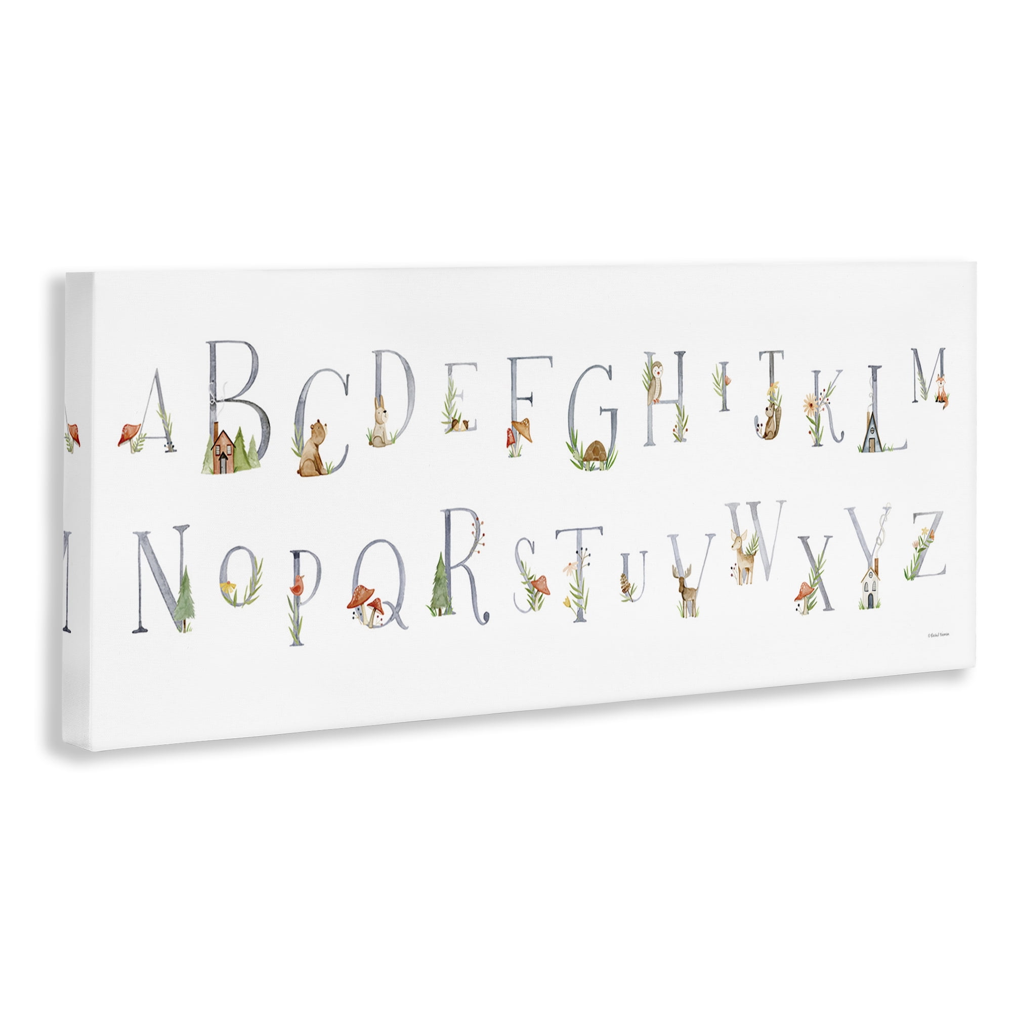 Stupell Industries Country Cottage Alphabet Town & City Painting Gallery Wrapped Canvas Art Print Wall Art, 24 x 10