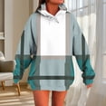 thumbnail image 3 of qucoqpe Women Long Sleeve Color Block Striped Print Hooded Sweatshirt Longline Pullover Blouse with Kangaroo Pocket Casual Loose Fitting Tunic Top Trendy Oversized Streetwear Hoodie, 3 of 5