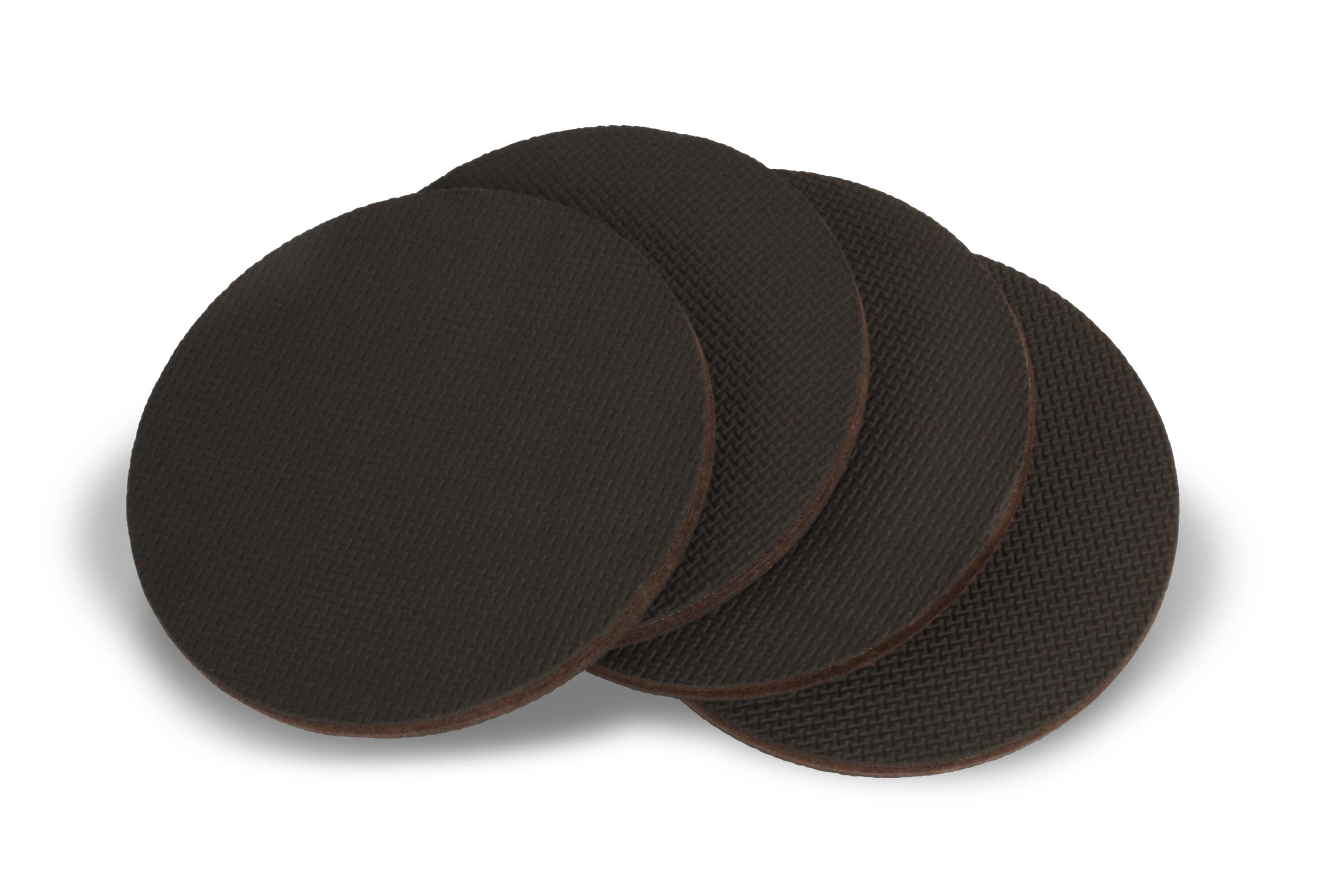5 inch round Gorilla Grippers, Sliders, and Movers. Rubber grippers, Smooth Plastic Movers, Felt Sliders