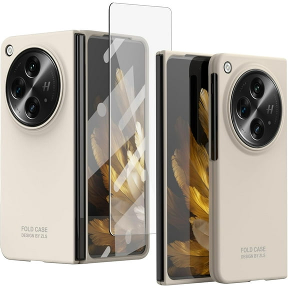 Compatible OnePlus Open Case/Oppo Find N3 Case with Screen Protector,Lightweight Shockproof Protective Fold Case for OnePlus Open Cases,Screen Protector Case for OnePlus Open Flip Case White