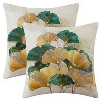 Unique Bargains Ginkgo Leaf Pattern Throw Pillow Covers Set of 2 Flower Pattern 3