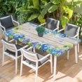 thumbnail image 2 of Blue Hydrangea Table Cloths for 4 Foot Rectangle Tables, Rustic Wooden Butterfly Spring Floral Patio Waterproof Elastic Fitted Tablecloths, Washable Rectangular Table Cover for Camping, 2 of 8