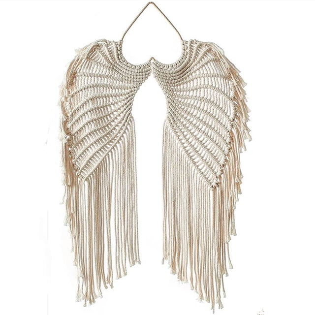 Tapiz de pared tejido con alas de Ángel, cuerda de algodón tejida, decoración de pared, decoración Bohemia creativa, tapiz de macramé