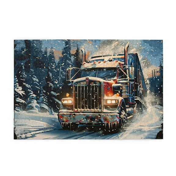 1000 PCS Wooden Puzzles For Adults 1000 Pieces Truck Driving In Winter,High Difficulty Puzzle,Classic Truck Wood Puzzle,1000 Piece Jigsaw Puzzle For Adults Challenging Puzzle Perfect For Game Nights