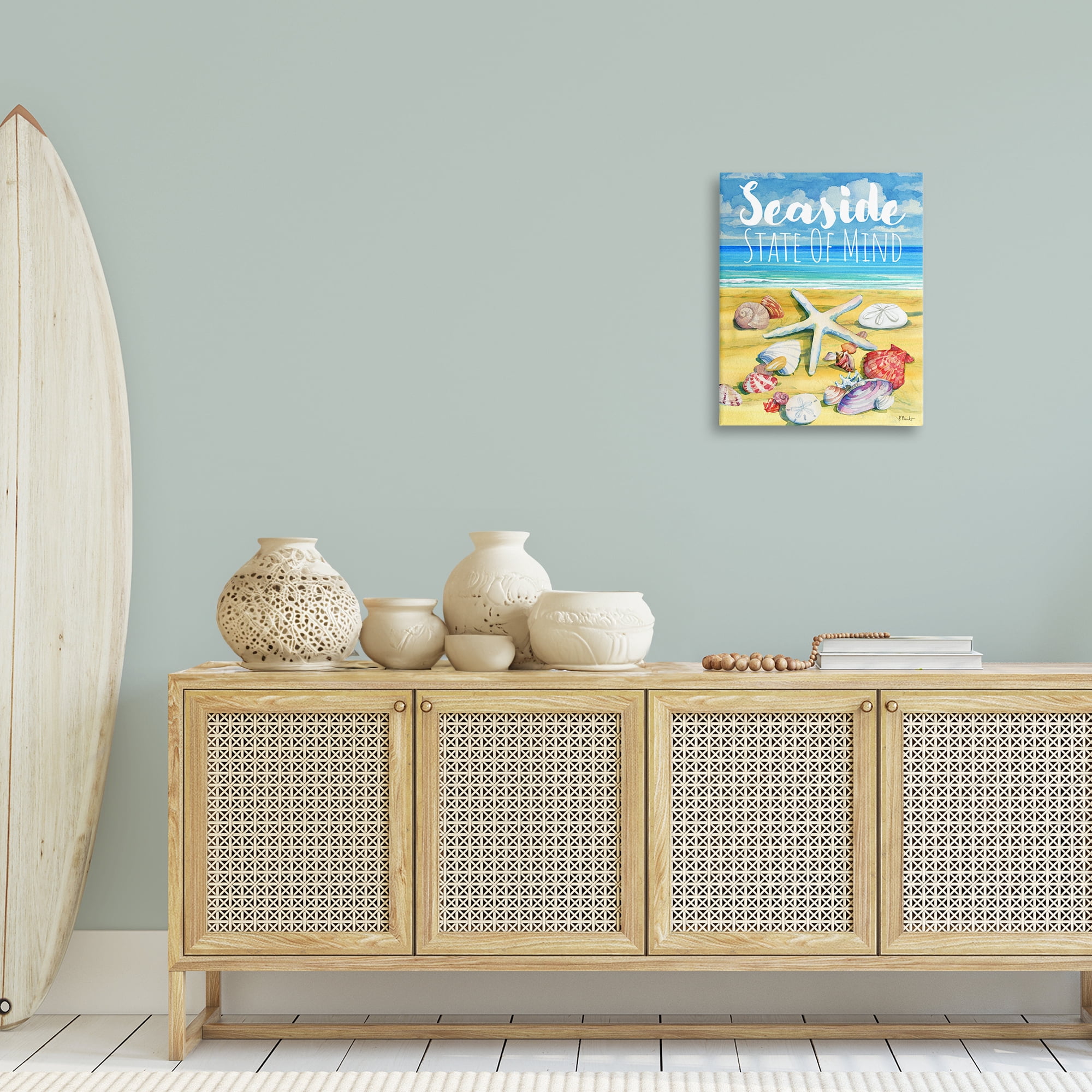 Stupell Industries Seaside Sandy Shells Coastal Painting Gallery Wrapped Canvas Art Print Wall Art, 16 x 20