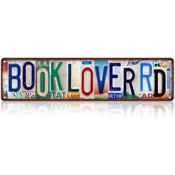 Vintage Book Nook Street Sign Reading Corner Wall Decor Library Metal Tin Signs Poster