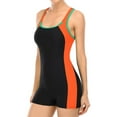 thumbnail image 4 of Alove Women Boyleg One Piece Swimsuit Splice Color Sport Swimming Suit XS-2XL, 4 of 6
