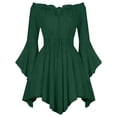 thumbnail image 4 of DHFJKG Womens Pirate Mini Dresses, Off The Shoulder Flare Sleeve Halloween Dress, Smocked Waist Gothic Dress, 4 of 4