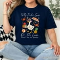 thumbnail image 5 of Last Day Teacher Goose T-Shirt, Tropical Summer Break Navy, White, and Natural Tee for Fun and Quirky Educators, 5 of 8