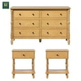 thumbnail image 4 of Walker Edison Vivienne Easy Assembly 3-Piece Solid Wood Bedroom Set with Two 1-Drawer Nightstands and 6-Drawer Dresser - Natural, 4 of 11