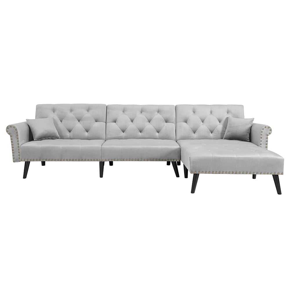 CJC Convertible Sofa Bed, Sleeper Modern Living Room Velvet Sofa Bed Sectional Couch for Living