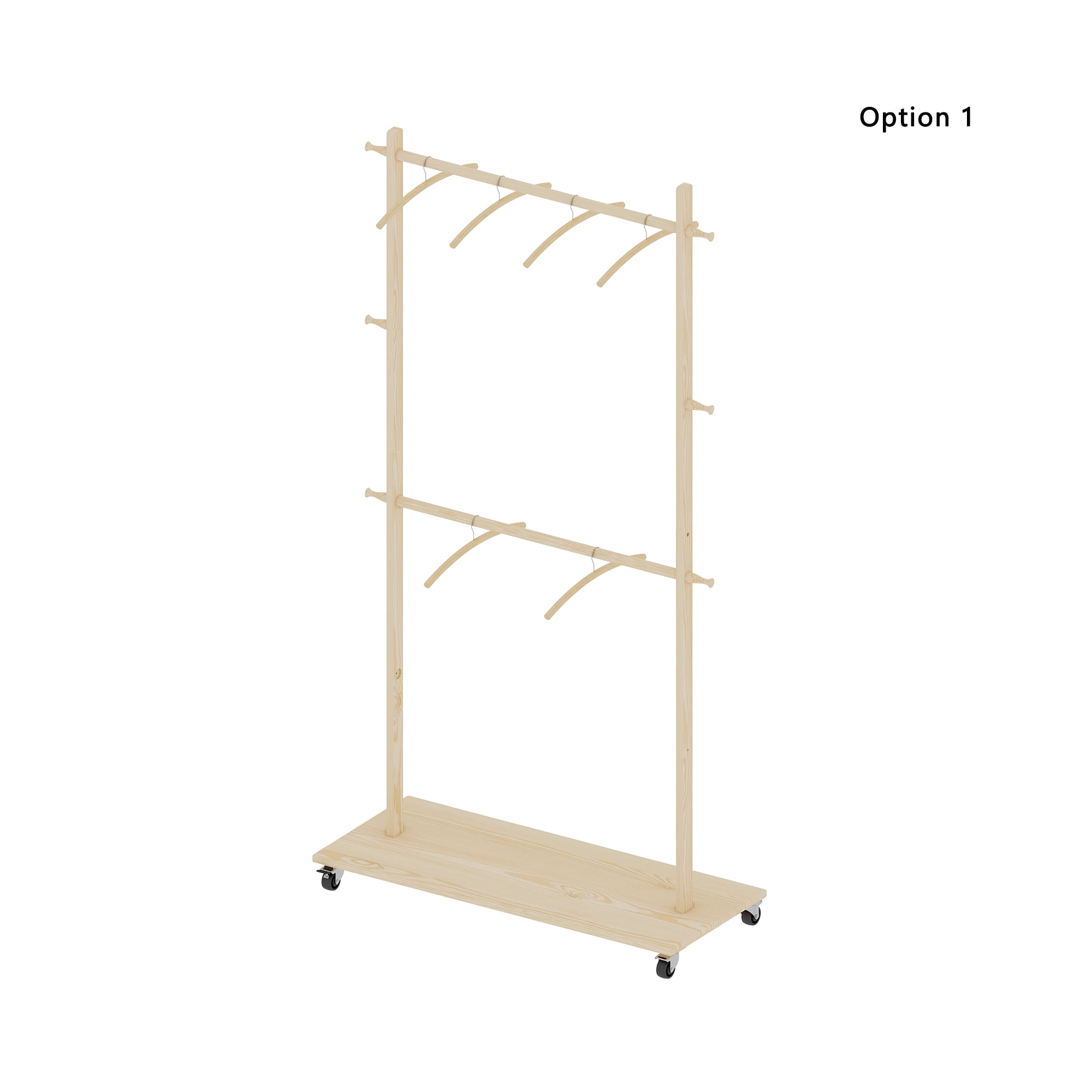 Leumius Solid Wood Clothes Drying Rack Laundry Coat Hanger with Adjustable Shelf & Wheels,Space-Saving Drying Hanger for Bedroom,Laundry,Old Pine