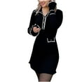 thumbnail image 2 of Meichang Bodycon Sweater Dress for Women Long Sleeve Collar V Neck Button Up Knit Dresses Elegant Slim Fit Work Mini Dress, 2 of 8