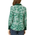 thumbnail image 3 of Allegra K Blouse à Manches Longues Boho à Imprimé Floral pour Femme avec Nœud, Col en V, Hauts TG Vert, 3 of 7