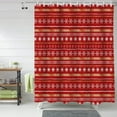 thumbnail image 5 of Christmas Boho Style Fabric Shower Curtain for Bathroom, Snowflake Stripes Red Gold Custom Shower Curtain Set with Hooks, Xmas Theme Luxury Bathroom Curtains Waterproof Bathroom Accessories, 72x72inch, 5 of 6