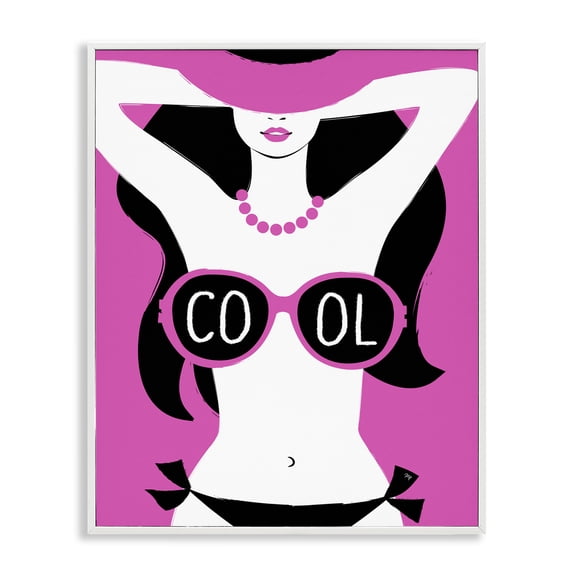 Stupell Industries Art Deco Cool Sunglasses Woman Phrase White Framed Giclee Art, 11 x 14, by Martina Pavlova