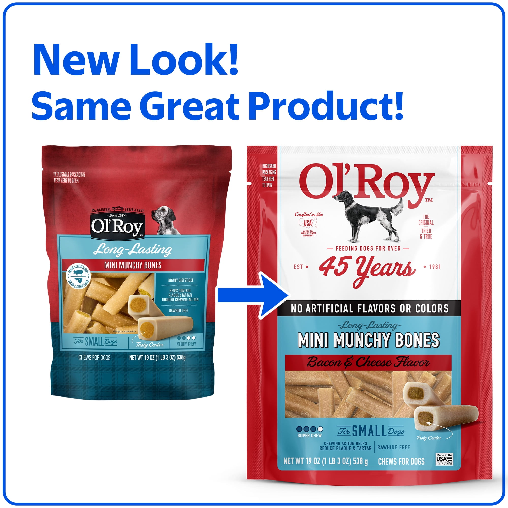 (6 pack) Ol' Roy Mini Munchy Bone Dog Treats, Bacon and Cheese Flavor, 19 oz