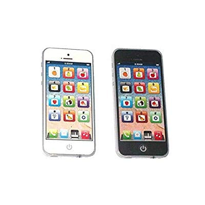 Learning Toy for Boy 2pcs Black and White Yphone Y-Phone Toy Play Music Cell Phone Mobile Phone Learning English Education Gift for Baby Kids Sets of 2