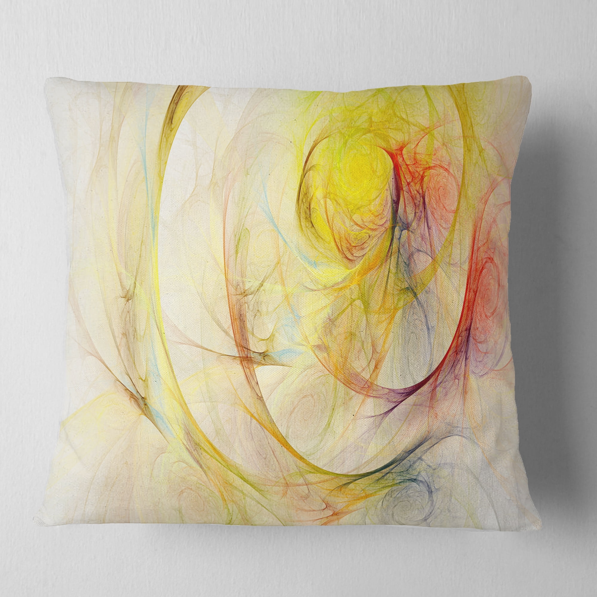 Designart Yellow Storm Sky - Abstract Throw Pillow - 16x16