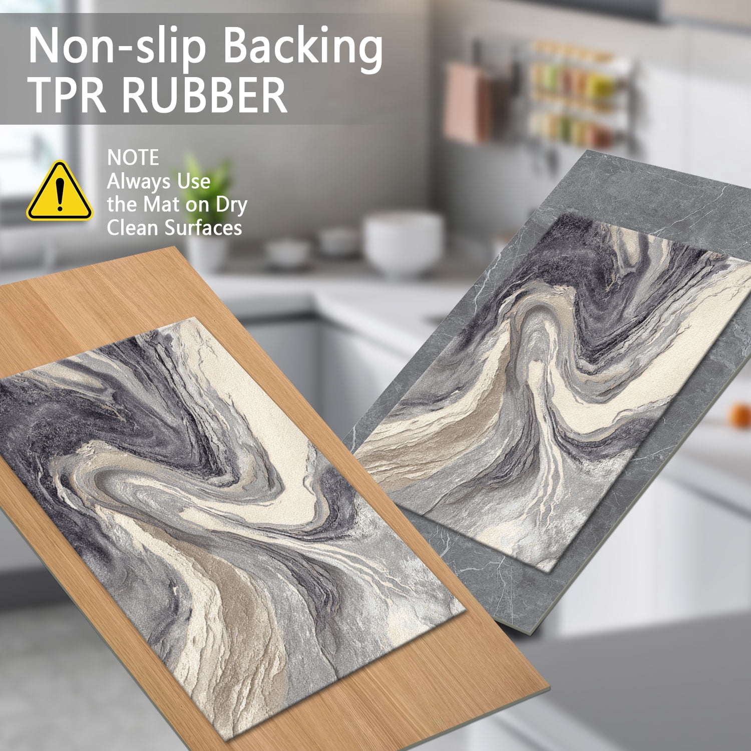 Three-Piece Kitchen Rug Set, Abstract Pattern Kitchen Hallway Rug, Soft And Comfortable, Suitable for Sinks, Floors, Entrances, Hallways, Bathrooms