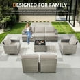 thumbnail image 4 of PARKWELL 8 Pieces Patio Furniture Sets,Outdoor Wicker Modular L Shaped Conversation Sectional Sofa Set with Coffee Table and Swivel Glider for Backyard Deck,Taupe/Beige, 4 of 12
