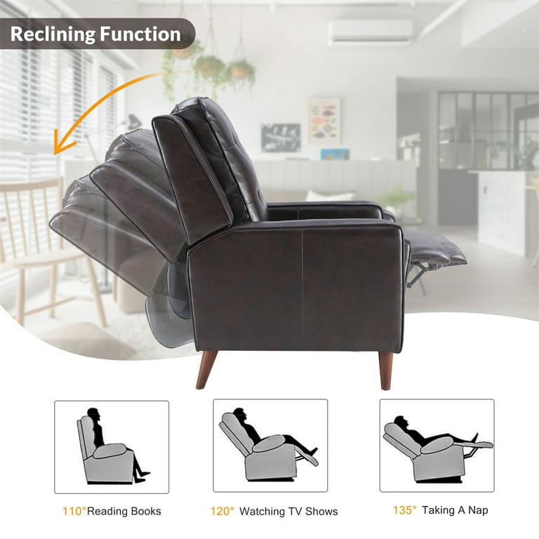Easy Assembly Living Room Chairs Recliner Chair with Back Support Reading Chair with Footrest Ottomanson Fabric: Gray Polyester
