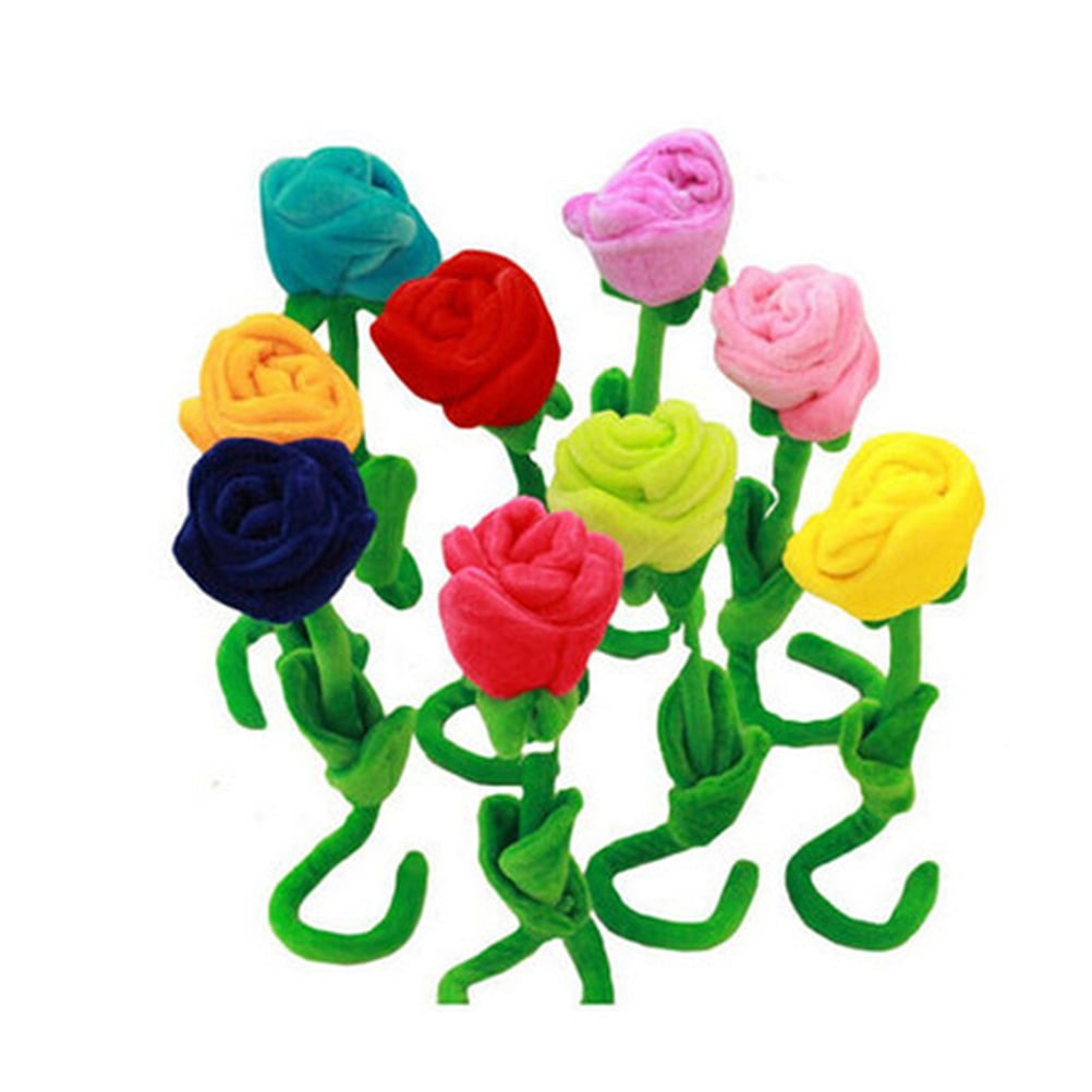 HOMEMAXS 9pcs 30cm Plush Rose Flower Colorful Stuffed Flowers Toy With