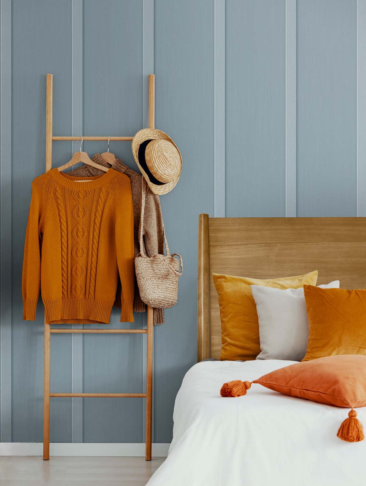 NextWall Blue Stream Faux Board & Batten Peel and Stick Wallpaper