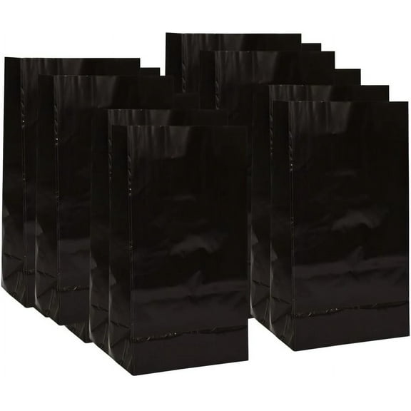 Unique Industries Black Solid Print Birthday Party Bags, 12 Count