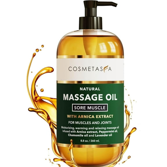 Cosmetasa Sore Muscle Massage Oil with Arnica Extract, Natural Muscle Relaxer Oil, 8.8 fl oz (260 ml)