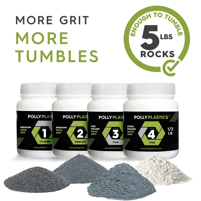 Polly Plastics Rock Tumbler Grit Kit, 3lbs, 4-Step Silicon Carbide