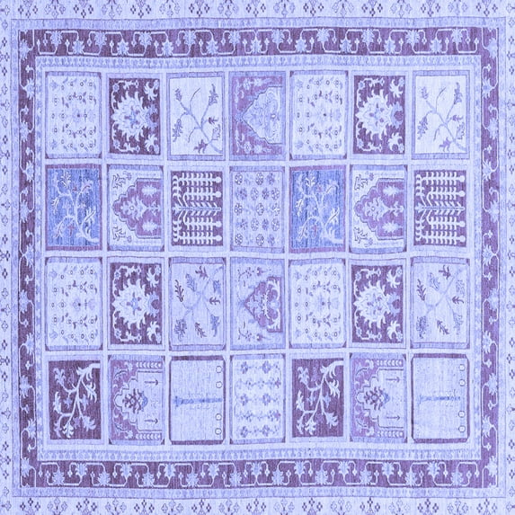 Ahgly Company Indoor Square Abstract Blue Modern Area Rugs, 8' Square