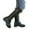 Black, variant on Lovskoo 2024 Women's Cowboy Boots Horse Riding Low-Heeled Knee High Boots Large Knight Boots Low Heel Flat Bottom Round Toe Belt Buckle Strap Boots Brown