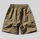 thumbnail image 3 of Mens Shorts Cintura Elástica con Bolsillos Color Sólido Casual Cremallera Bolsillo Shorts de Ropa de Trabajo, Poliéster, 3 of 5