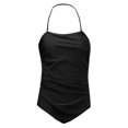 thumbnail image 3 of Womens One-Piece Swimsuits Solid Color Strapless Bandeau One Piece Swimsuit Women Swimwears Holiday Wear,Black,M, 3 of 4
