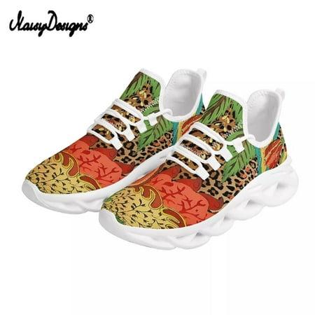 

Noisydesigns Sneakers Women Leopard Floral Leaces Prints Lacing Mesh Breathable Sneakers for Female Casual Sport Shoes 2024