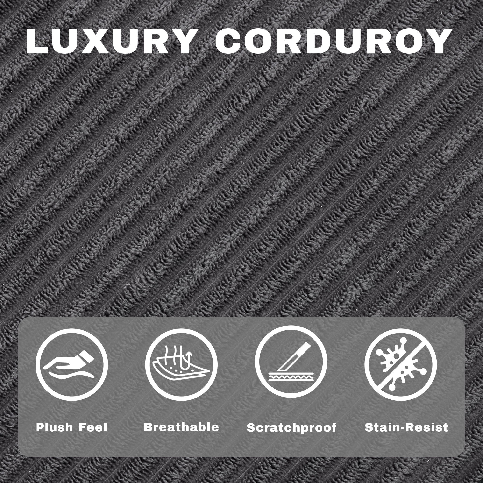 GAOHAPY 80" Convertible Sleeper Sofa Bed, Corduroy Foldable Futon Couch with Pillows, No Assembly Sofa  for Living Room Small Spaces Apartment ,Dark Grey