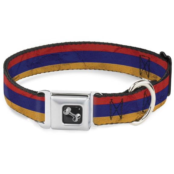 Buckle-Down Pet Collar, Dog Collar Metal Seatbelt Buckle, Armenia Flag Distressed, 9.5 to 13 Inches 1.0 Inch Wide