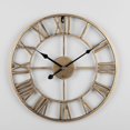 thumbnail image 2 of Reloj de pared grande con números romanos, silencioso, funciona con pilas, de cuarzo, redondo, grande, de metal, para el hogar, 2 of 5