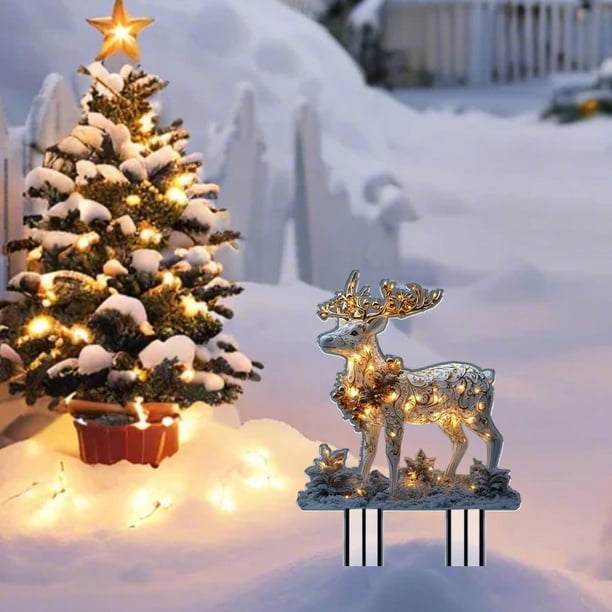Christmas Acrylic Planter Stand Garden Stake Home Garden Decor Ground Stake Holiday Outdoor Garden Patio Decoration
