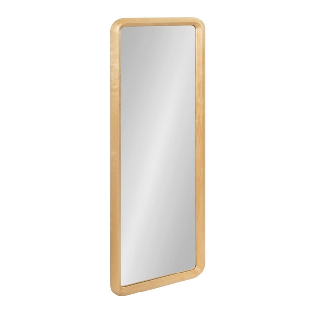 Kate and Laurel Pao Modern Rounded Rectangular Wall Mirror, 16 x 48, Natural Wood, Decorative Scandinavian Tall Wood Mirror with Radius Corners for Vertical or Horizontal Display